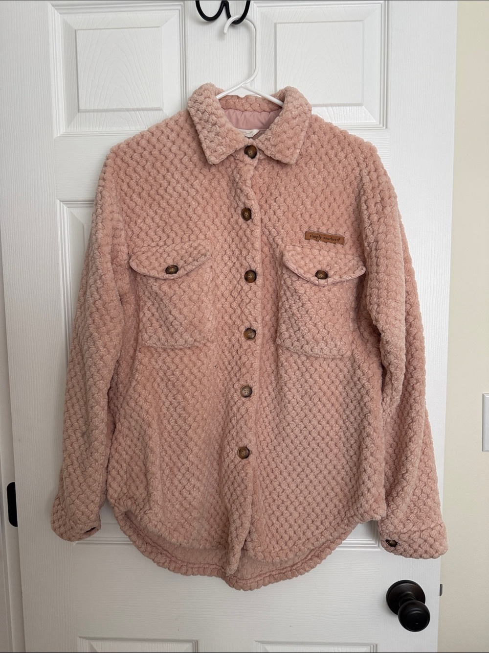 Simply Southern Dusty Pink Teddy Button-Front Jacket